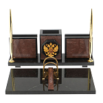 Настольный письменный набор из камня лемезит с гербом России Royal Accessory варинант исполнения - 1 | Loft Concept в Сочи