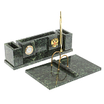 Настольный письменный набор из змеевика с подставкой под календарь и часами Successful Leader варинант исполнения - 2 | Loft Concept в Сочи