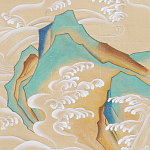 Обои ручная роспись Matsushima Waves Kano on Edo Straw India tea paper варинант исполнения - 1 | Loft Concept в Сочи