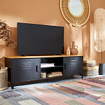 ТВ-тумба из металла и столешницей из массива дуба Metal Wood TV-Stand варинант исполнения - 6 | Loft Concept в Сочи