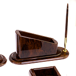 Настольный письменный набор с часами из природного камня обсидиана  Contract Extended варинант исполнения - 4 | Loft Concept в Сочи