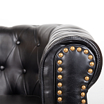 Кресло кожаное с мягкими подлокотниками на 4-х деревянных ножках Logan Leather Armchair black варинант исполнения - 4 | Loft Concept в Сочи