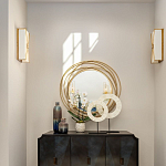 Золотое настенное круглое зеркало Golden Orbit варинант исполнения - 2 | Loft Concept в Сочи