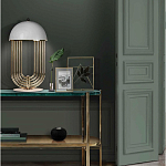 Консоль овальной формы золотая с полкой для хранения Craig варинант исполнения - 3 | Loft Concept в Сочи