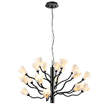 Люстра подвесная черного цвета с ветвями и белыми фарфоровыми цветами Floralis варинант исполнения - 8 | Loft Concept в Сочи