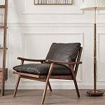 Кресло c каркасом из массива дерева и мягкой кожаной обивкой Walnut Armchair варинант исполнения - 11 | Loft Concept в Сочи