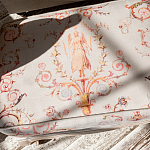 Мягкая банкетка из массива бука серая с растительным орнаментом Raffael Grey Floral Banquette варинант исполнения - 2 | Loft Concept в Сочи