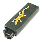 Зажигалка газовая из натурального камня Офиокальцит с декоративной металлической вставкой в виде ящерицы Metal Stone Lighters варинант исполнения - 2 | Loft Concept в Сочи