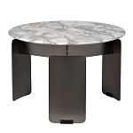 Столик журнальный с круглой мраморной столешницей на трех опорах Marble Stone Drawing варинант исполнения - 1 | Loft Concept в Сочи