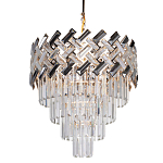 Люстра многоярусная с переплетенными металлическими элементами черного и золотого цвета и прозрачными хрустальными подвесками Empire Chandelier Crystal варинант исполнения - 1 | Loft Concept в Сочи