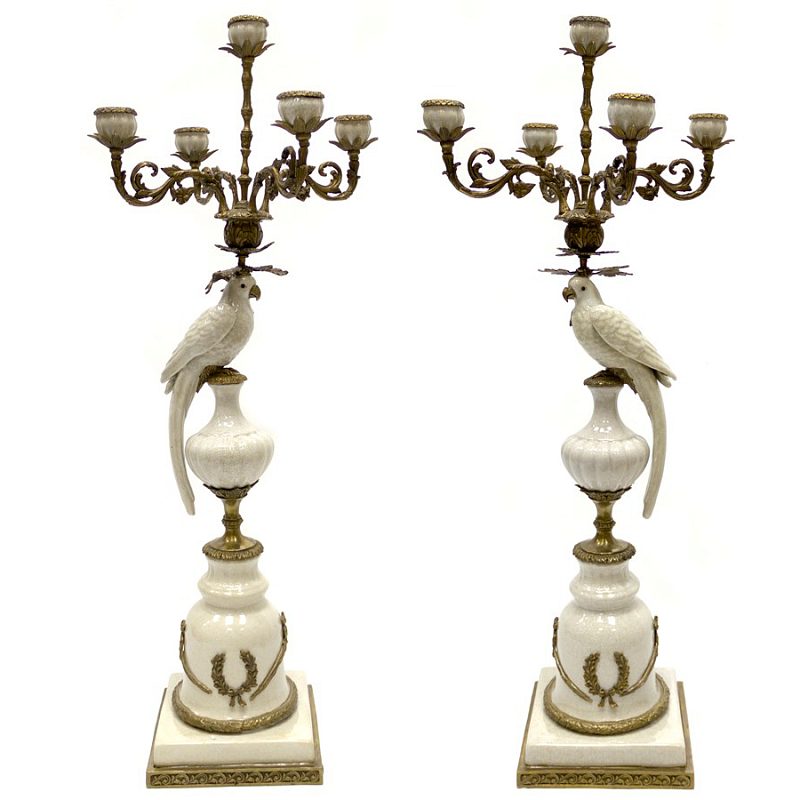 Подсвечник Candlestick White Parrot Белый Бронза в Сочи | Loft Concept 