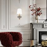 Бра с белым текстильным абажуром и фигурным основанием с зеркальной вставкой Vitorino варинант исполнения - 7 | Loft Concept в Сочи