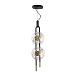 Подвесной светильник с 2-мя прозрачными стеклянными плафонами и золотистыми центральными вставками Virelia  варинант исполнения - 5 | Loft Concept в Сочи