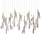 Люстра с золотистыми трубками и прозрачными стеклянными листьями на подвесах Sylva  варинант исполнения - 1 | Loft Concept в Сочи