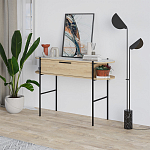 Консоль напольная деревянная с выдвижным ящиком и 2-мя полками со столешницей цвета белый мрамор OTIS CONSOLE OAK варинант исполнения - 3 | Loft Concept в Сочи