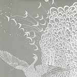 Обои ручная роспись в стиле Арт-деко Whistler Peacocks Special Colourway on Pale Grey dyed silk варинант исполнения - 2 | Loft Concept в Сочи