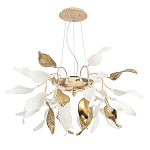 Люстра подвесная с белыми матовыми и золотыми глянцевыми листьями Wintery flovers варинант исполнения - 1 | Loft Concept в Сочи