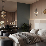 Подвесной светильник с 2-мя прозрачными стеклянными плафонами и золотистыми центральными вставками Virelia  варинант исполнения - 3 | Loft Concept в Сочи