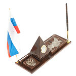 Настольный письменный набор с часами в виде пирамиды из природного камня обсидиана Pyramid of Time варинант исполнения - 2 | Loft Concept в Сочи