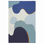 Плед из хлопка синего цвета с абстрактным принтом Elysian Flow Ocean варинант исполнения - 1 | Loft Concept в Сочи