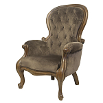 Кресло с мягкой обивкой из коричневого велюра на 4-х деревянных ножках Evelyn Classical Armchair варинант исполнения - 3 | Loft Concept в Сочи