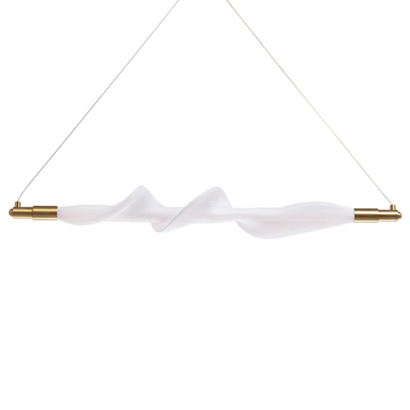 Люстра горизонтальная с волнистым белым плафоном Golden Swirl Белый Латунь в Сочи | Loft Concept 