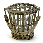 Кашпо стеклянное в плетёной корзине Timber варинант исполнения - 2 | Loft Concept в Сочи