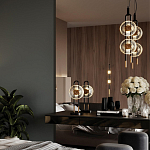 Настольная лампа черного цвета с круглым прозрачным стеклянным плафоном Virelia  варинант исполнения - 2 | Loft Concept в Сочи