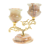 Подсвечник двухрожковый из натурального камня оникс Stone Candlestick варинант исполнения - 1 | Loft Concept в Сочи