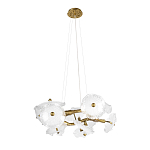 Люстра подвесная круглая с ветвистыми бронзовыми элементами и стеклянными рифлеными дисками Textured Glass Chandelier варинант исполнения - 3 | Loft Concept в Сочи