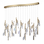 Люстра с золотистыми трубками и прозрачными стеклянными листьями на подвесах Sylva  варинант исполнения - 2 | Loft Concept в Сочи