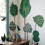 Обои ручная роспись Mughal Trees Original colourway on linen варинант исполнения - 1 | Loft Concept в Сочи