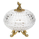 Конфетница прозрачная стеклянная на бронзовых ножках в виде морских коньков с крышкой в виде ракушки Eden Garden варинант исполнения - 1 | Loft Concept в Сочи
