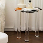 Дизайнерский журнальный стол с фигурной столешницей на 3-х прозрачных ножках Rahakif варинант исполнения - 2 | Loft Concept в Сочи