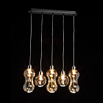 Люстра с 3-мя плафонами волнообразной формы цвета янтарь и 2-мя прозрачными шарообразными плафонами Lucid Rain  варинант исполнения - 3 | Loft Concept в Сочи