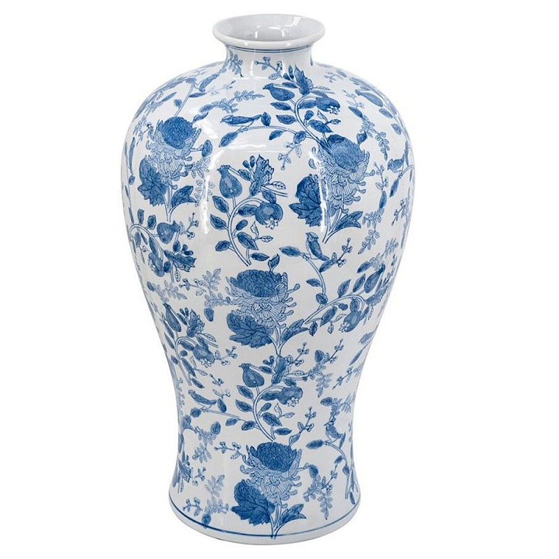 Ваза фарфоровая высокая с синими цветочными мотивами Independence Голубой Белый в Сочи | Loft Concept 