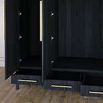 Большой Шкаф Primo Черный дуб с 3 дверьми и 3 выдвижными ящиками варинант исполнения - 7 | Loft Concept в Сочи