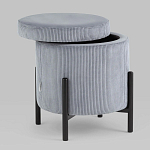 Серо-голубой пуф на черных ножках SANJAY варинант исполнения - 2 | Loft Concept в Сочи