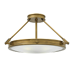 Потолочный светильник цвета латунь с плоским круглым плафоном Hinkley варинант исполнения - 1 | Loft Concept в Сочи