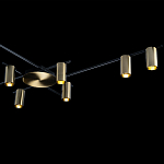 Потолочный светильник с 10-ю цилиндрическими плафонами цвета латунь TRIBES CHANDELIER варинант исполнения - 5 | Loft Concept в Сочи