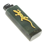 Зажигалка газовая из натурального камня Офиокальцит с декоративной металлической вставкой в виде ящерицы Metal Stone Lighters варинант исполнения - 3 | Loft Concept в Сочи