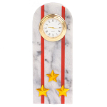 Часы погон МВД подарочные настольные из натурального камня Мрамор Military Clock варинант исполнения - 7 | Loft Concept в Сочи