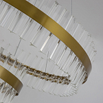 Люстра подвесная двухъярусная с золотистымыми кольцами и прозрачными стеклянными элементами Ring Horizontal варинант исполнения - 4 | Loft Concept в Сочи