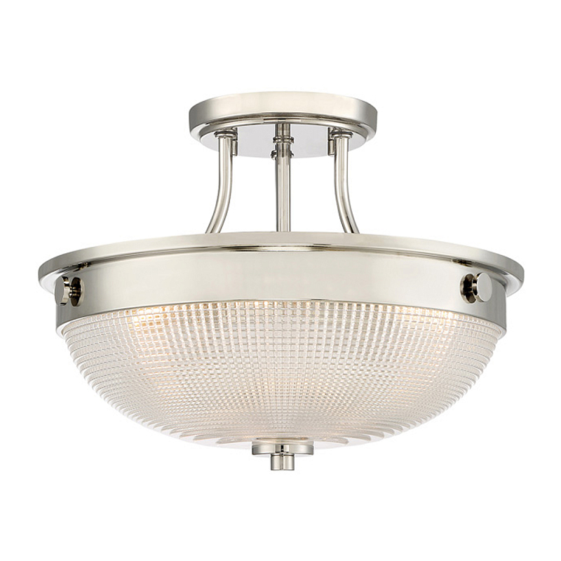 Потолочный светильник со стеклянным плафоном в виде купола Quoizel Серебряный Бронза Прозрачное Стекло Латунь в Сочи | Loft Concept 