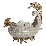 Чаша для фруктов из фарфора бронзовыми фигурками леопардов Eden Garden варинант исполнения - 1 | Loft Concept в Сочи