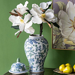 Ваза с крышкой и зелено-голубым рисунком на белом фоне 51 см Blue & White Ornament варинант исполнения - 4 | Loft Concept в Сочи