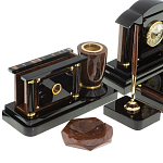 Настольный письменный набор с часами из природного камня обсидиана Peace Contract варинант исполнения - 3 | Loft Concept в Сочи