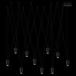 Подвесной светильник черными плафонами на длинных пересекающихся тросах Construction варинант исполнения - 8 | Loft Concept в Сочи