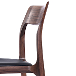 Стул деревянный с мягким сиденьем из черной натуральной кожи Moon Walnut Furniture варинант исполнения - 8 | Loft Concept в Сочи