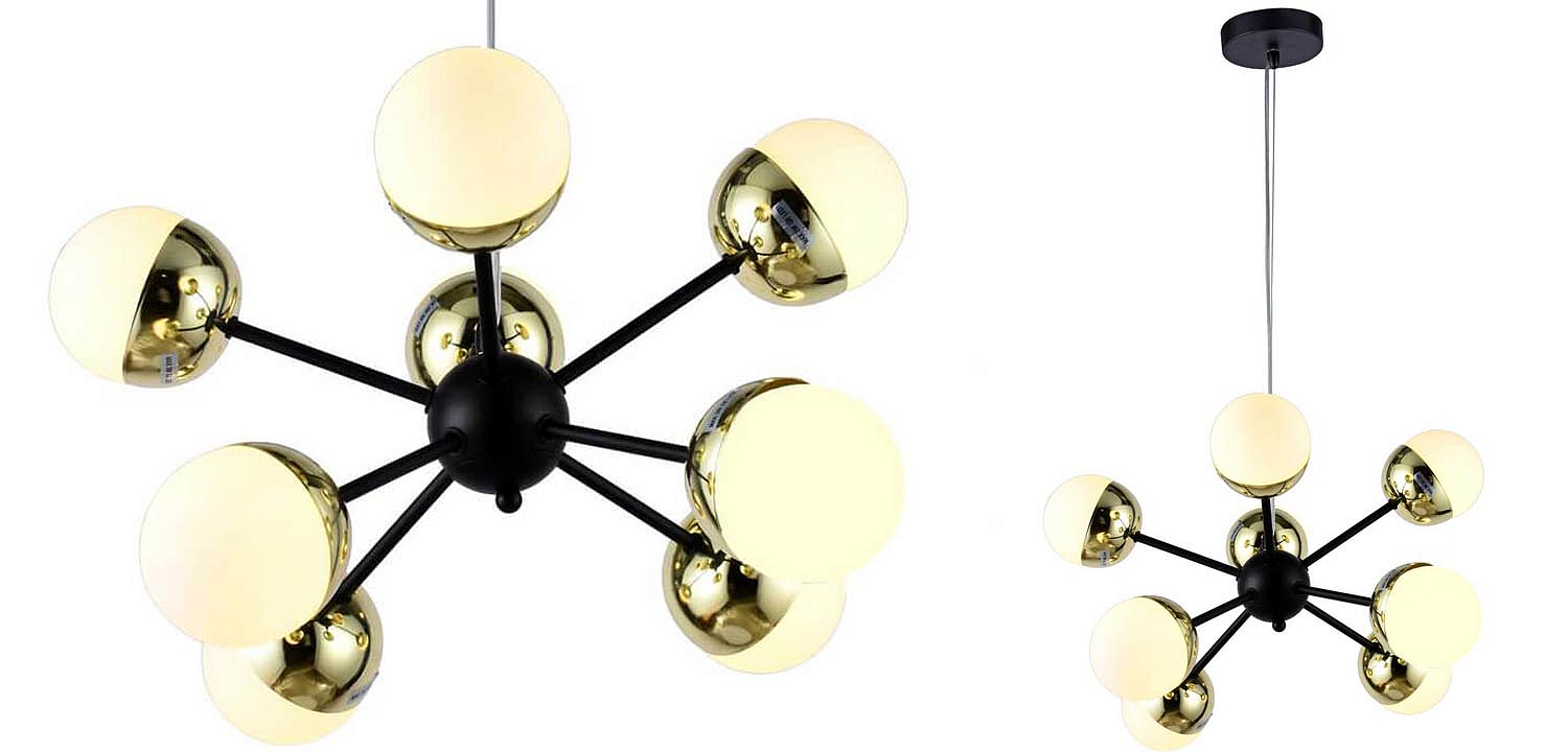 Люстра Sputnik White and Gold Globe Chandelier 8 Люстра Sputnik White and Gold Globe Chandelier 8 - Loft-Concept в Сочи